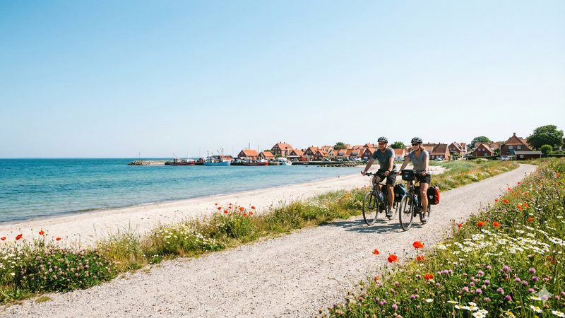 Falster Küstenroute - Radfahrer an der Ostseeküste